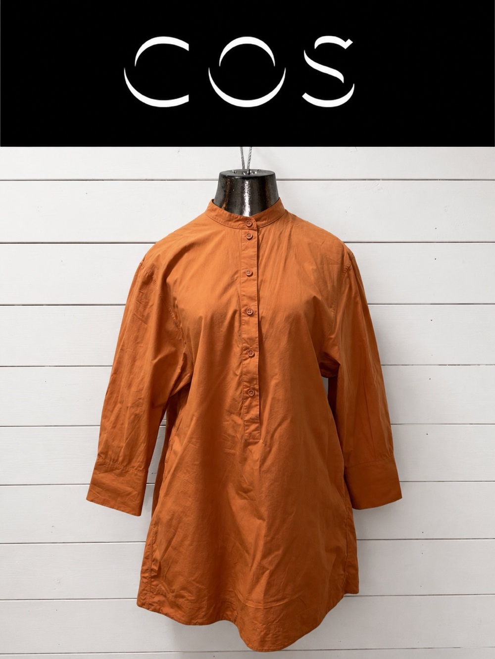 COS Rust Orange Cotton Tunic Shirt Size 2